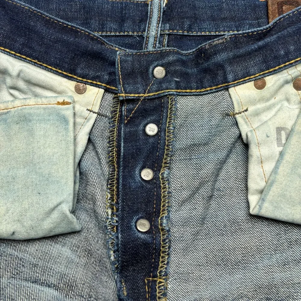 RRL Double RL Slim Fit Japan Woven Selvedge Denim Jeans Men's 30x32 Whiskering